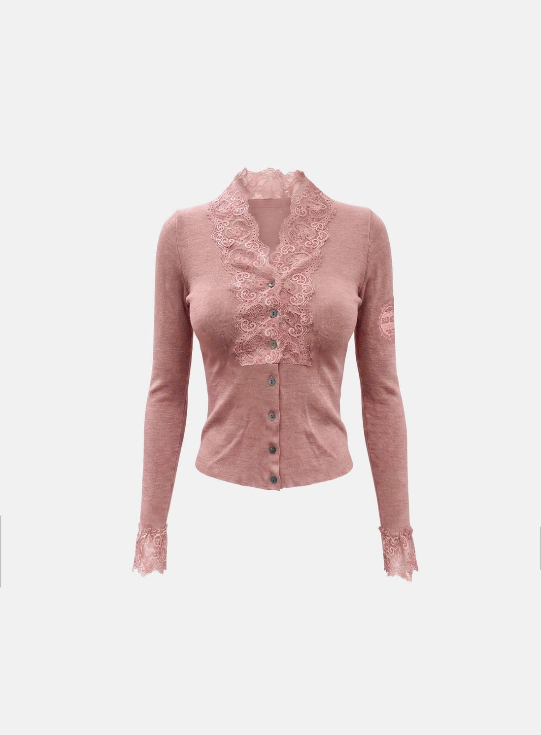 [w-cdg26-006] H.B.B. V-NECK Lace Cardigan- Pink