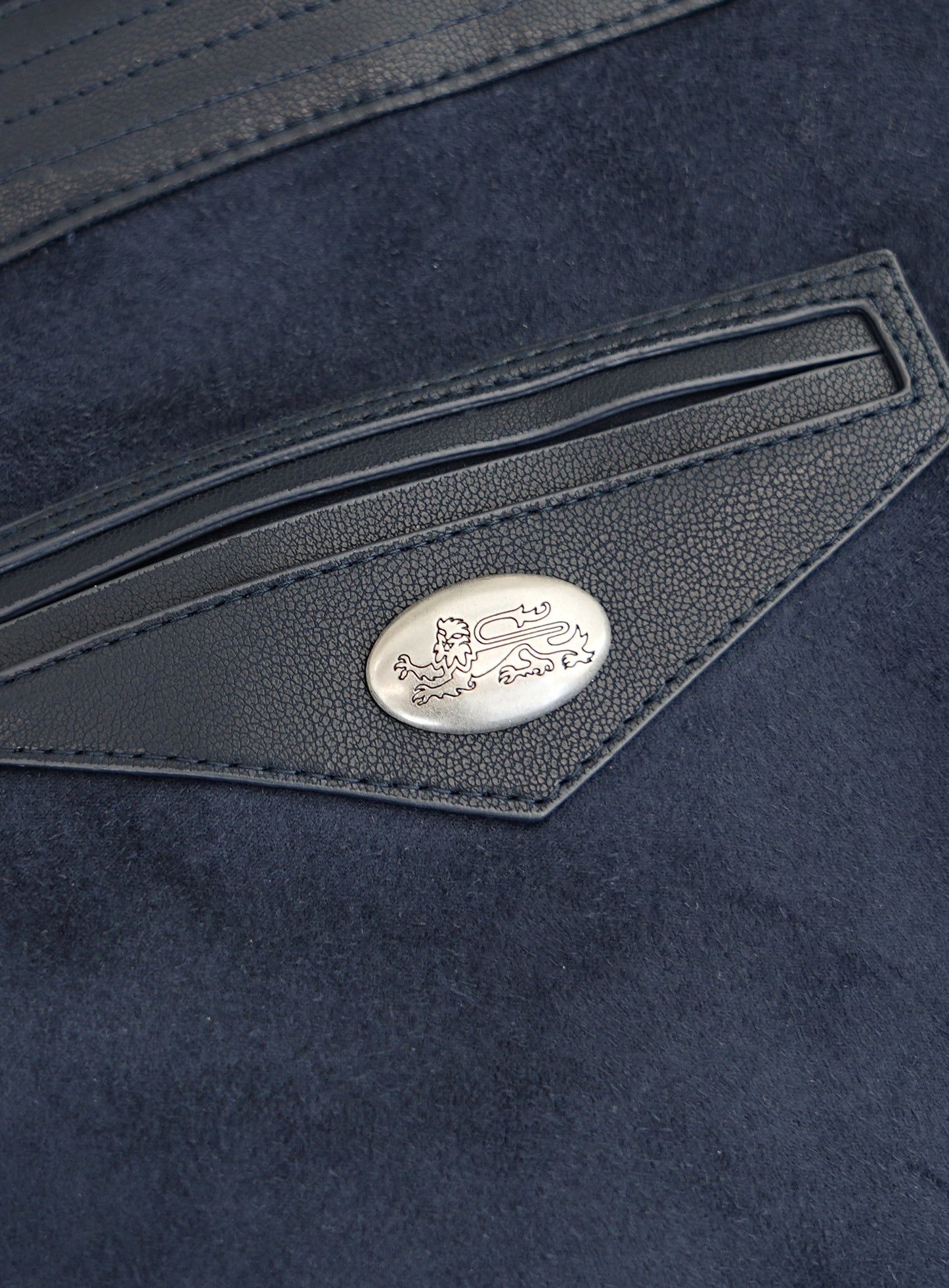 [w-jkt26-018] Arc Suede Contrast Bomber Jacket - Navy