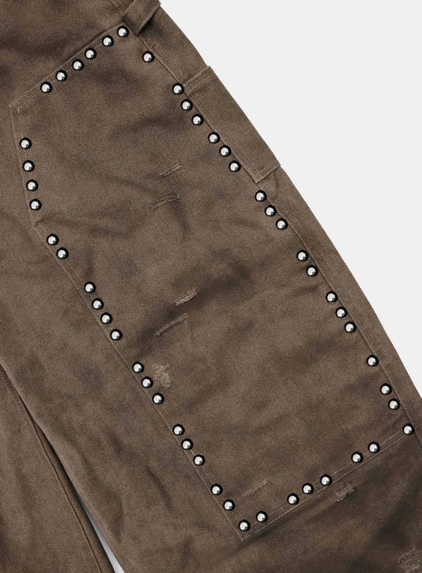 [w-pts25-082] Studded Carpenter Curved Pants - Brown