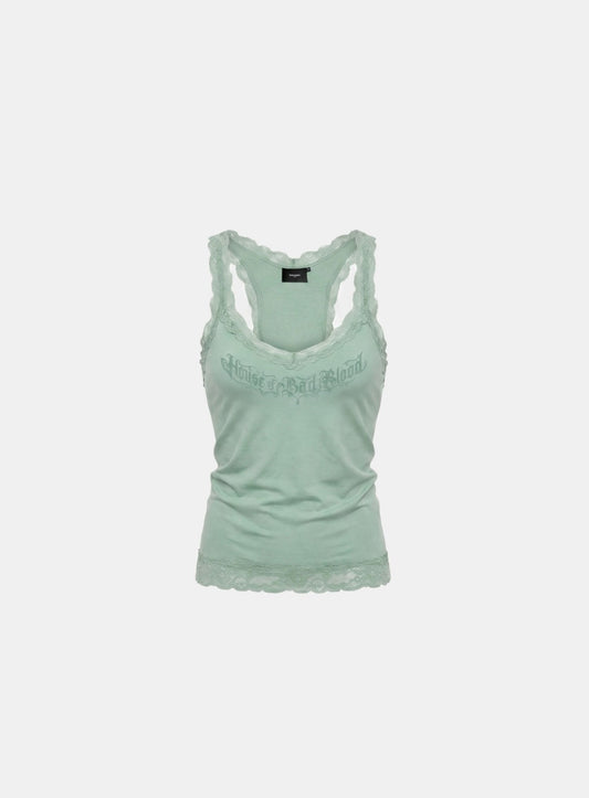 [w-tnk26-074] H.B.B. Lace Classic Tank - Mint Green