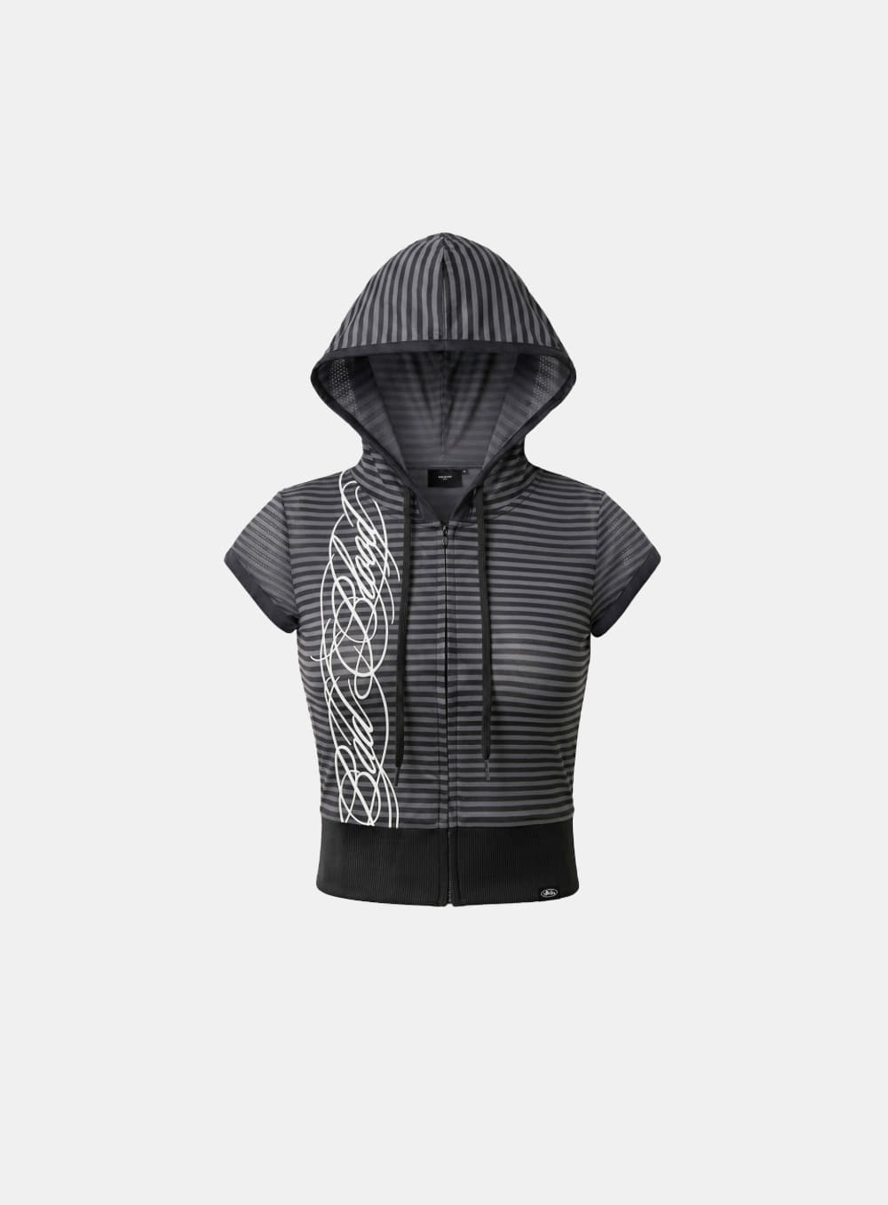 [ AQUA] [w-hde26-044] Dark Classic 2 1/2 Zip-up Hoodie - Black Stripe
