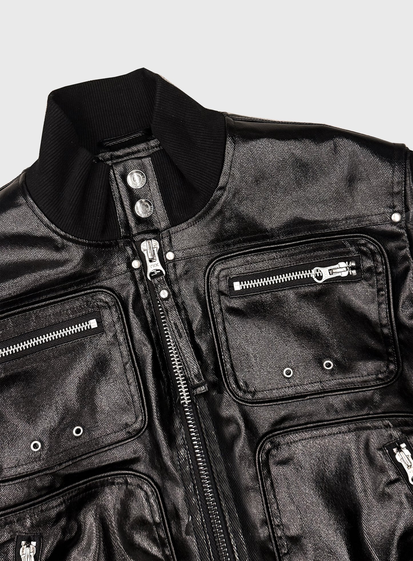 [w-jkt25-069] Laguna High-Neck Bomber Jacket - Coated Black