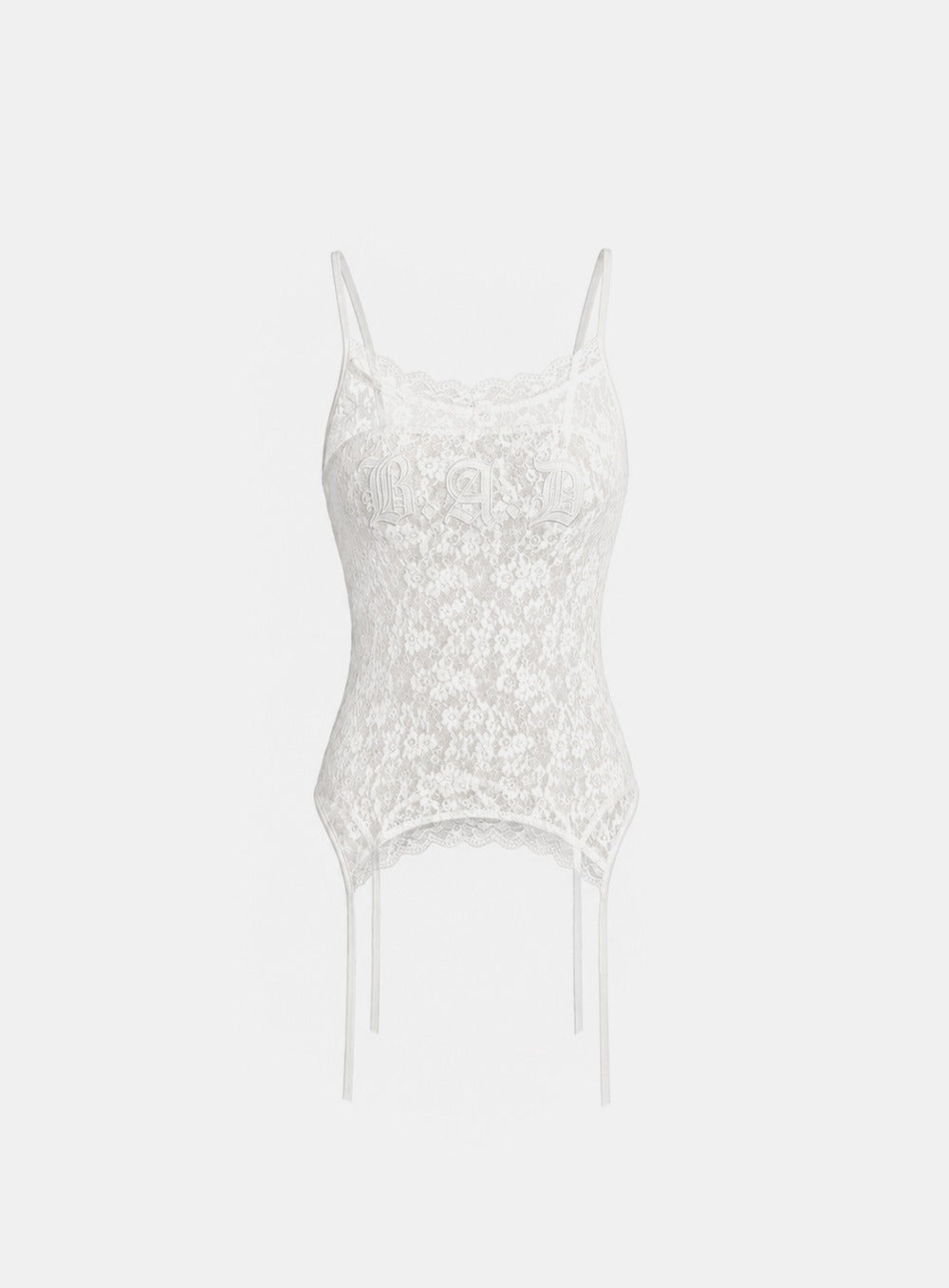 [w-tnk26-041] Garter Lace Cami Tank - White