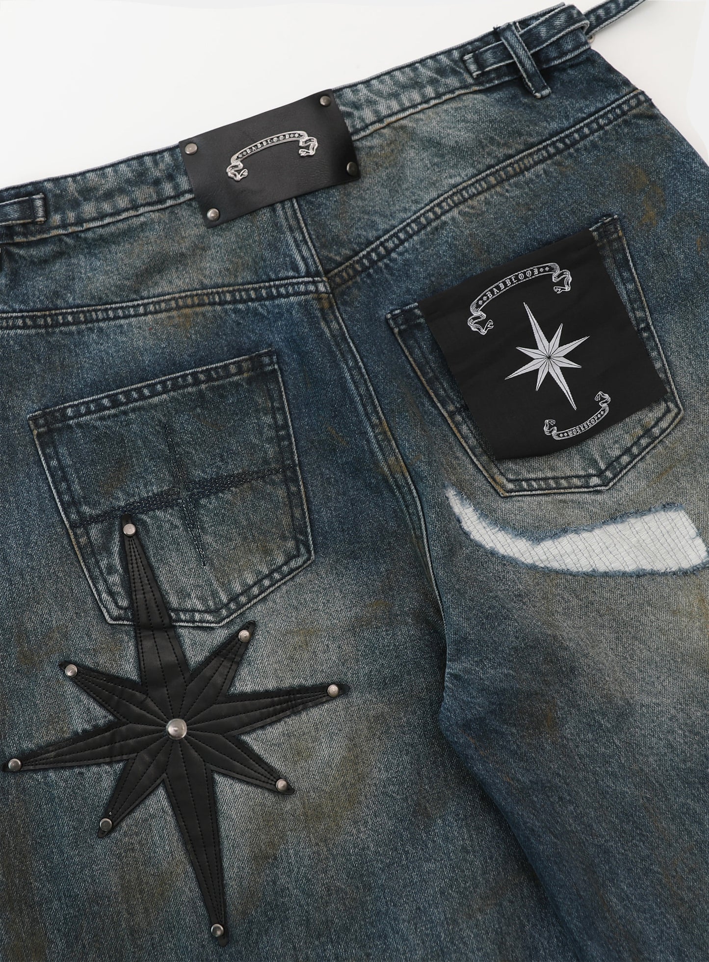 0409 Cosmo Convex Denim Pants - Mid Blue