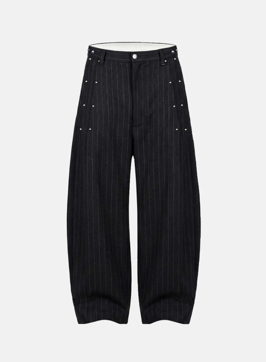 [w-pts26-075] Viper V2 Pintuck Slacks - Lightweight Black Stripe