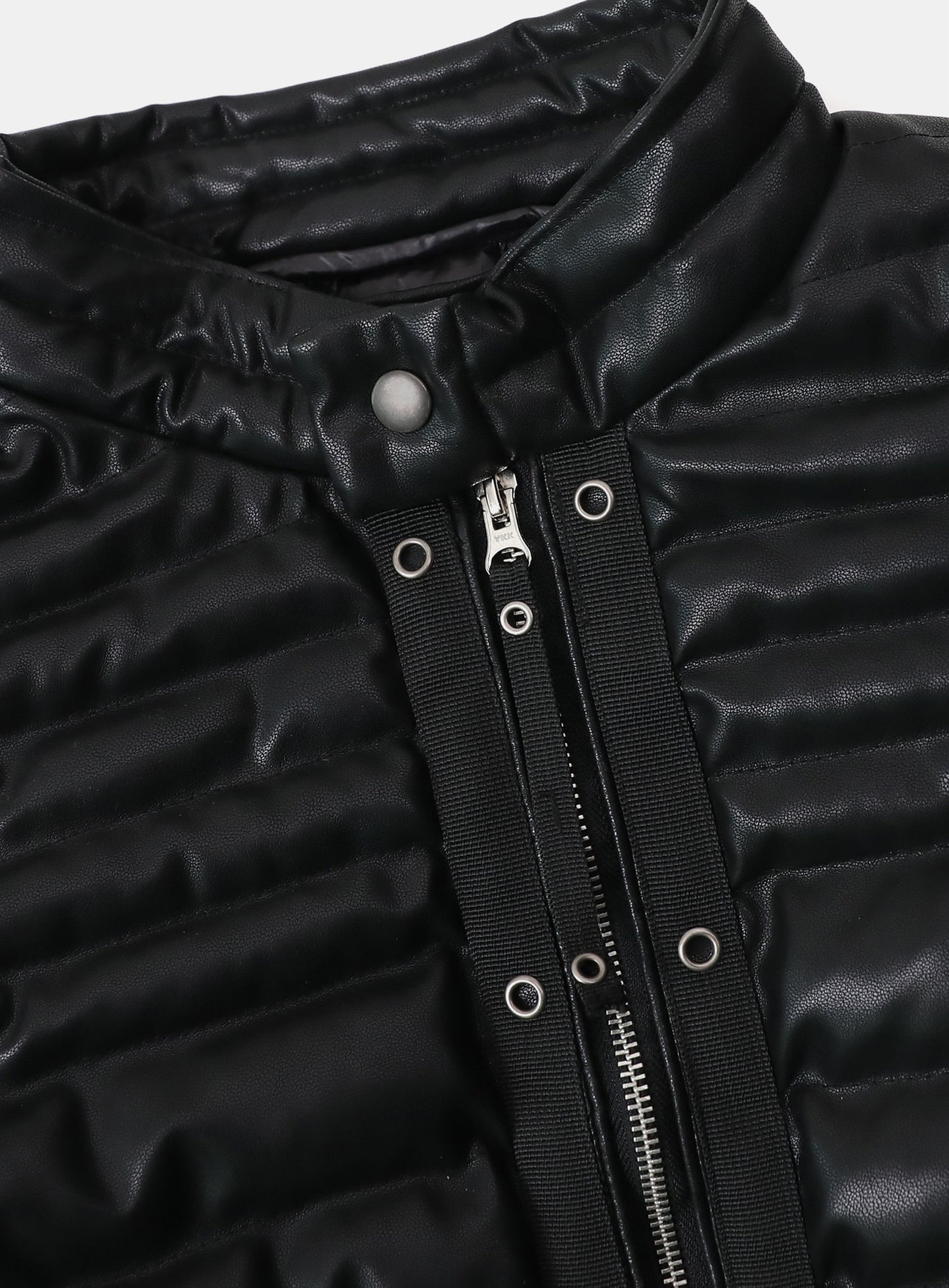 [w-jkt25-044] Viper 31-1 Lightweight High Neck Puffer - Black Leather