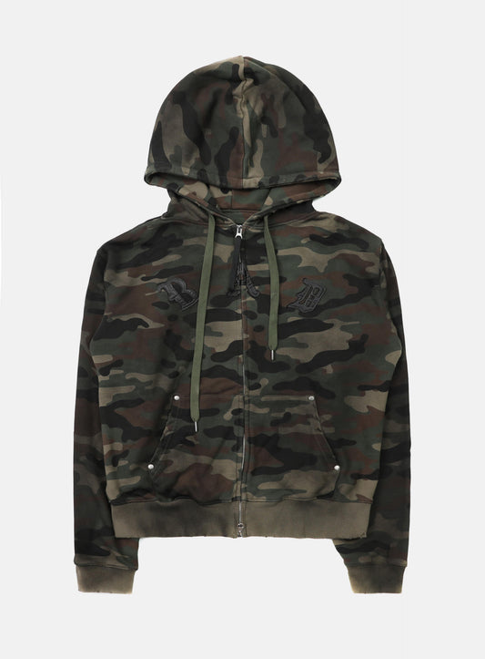 Cosmo Patch Hooded Zip-Up - Green Camo