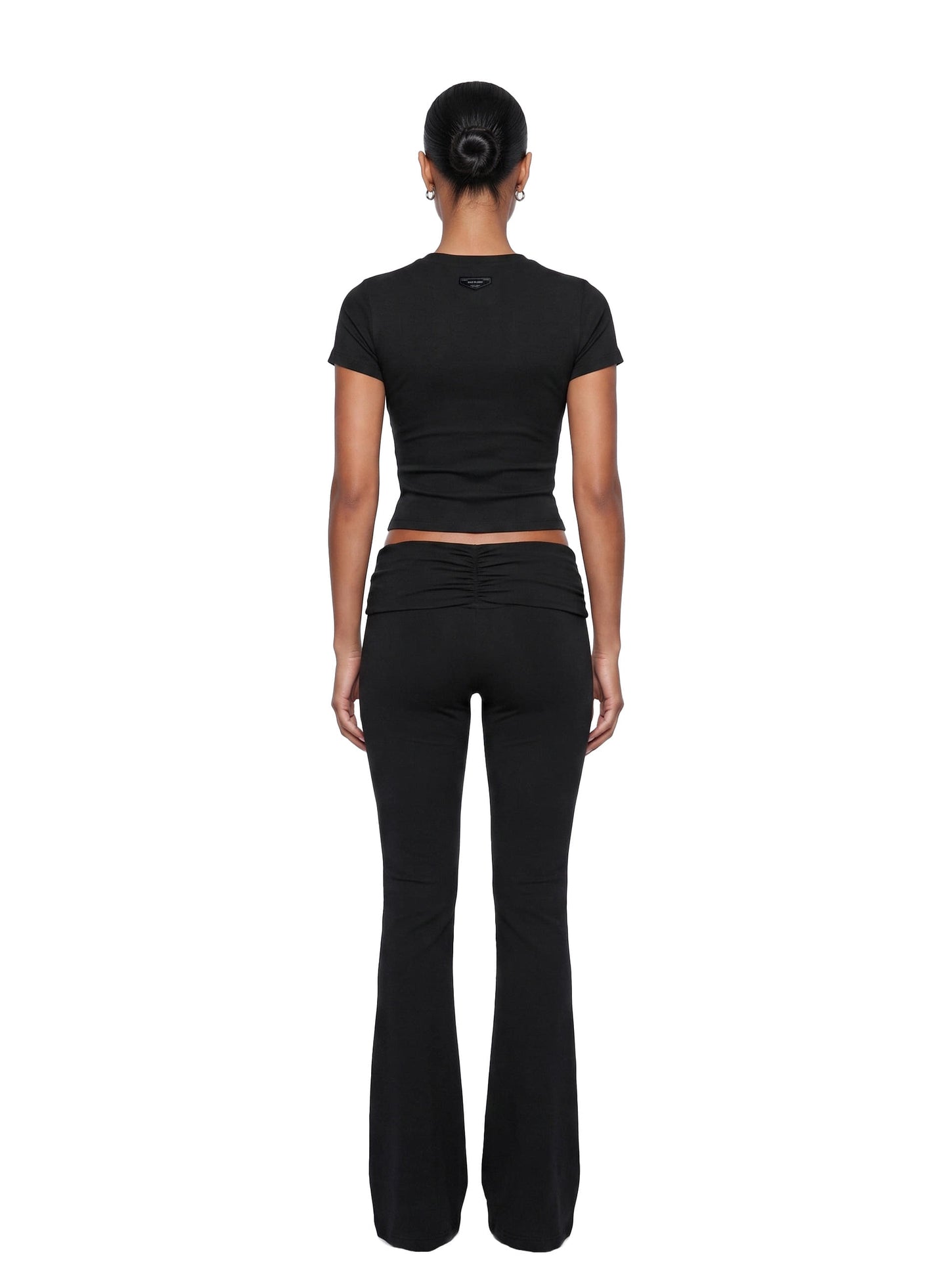[w-pts26-078] Everyday Tie-Waist Bootcut Pants - Black