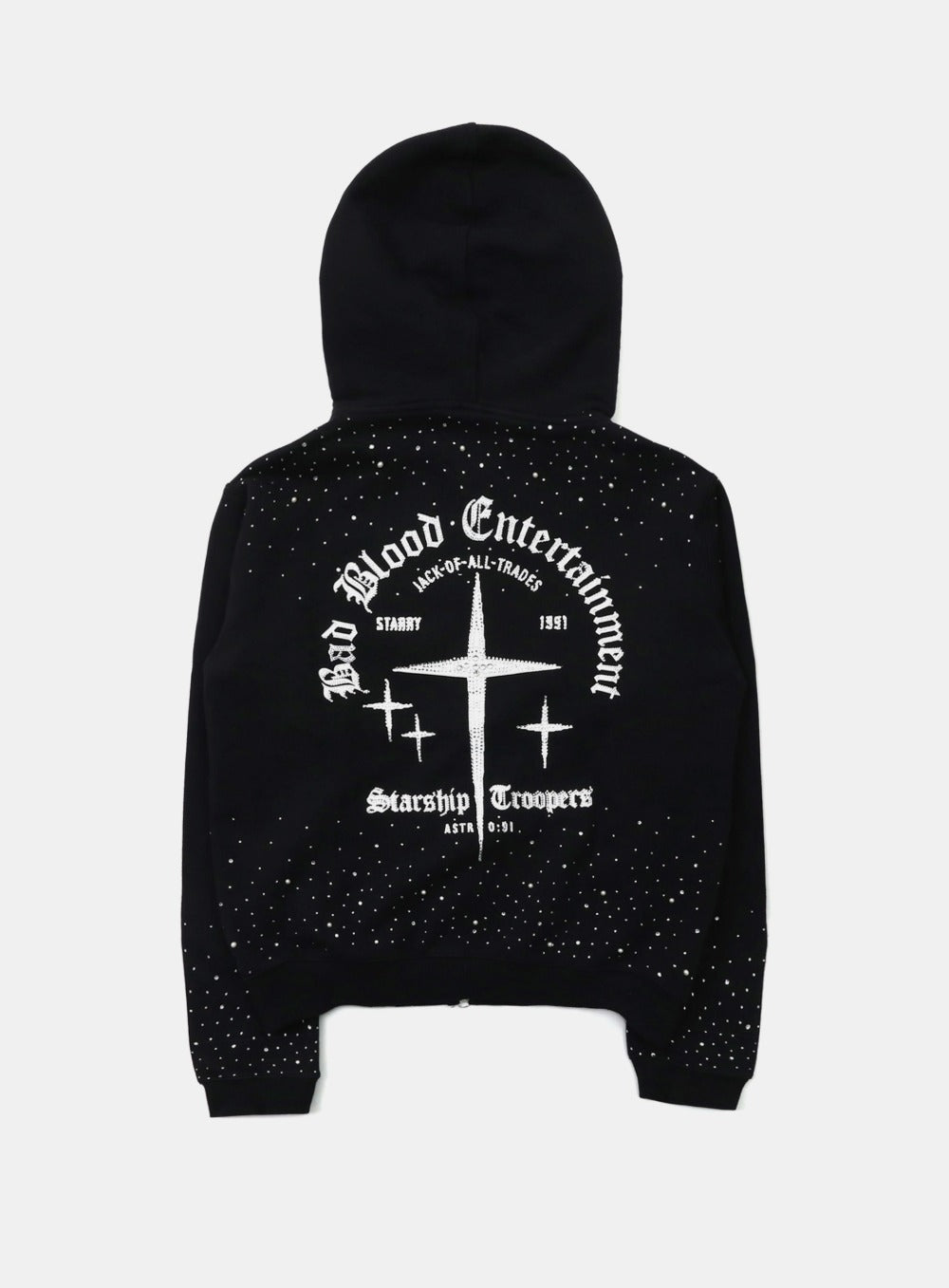 [w-hde25-076] BBNT Rhinestone Hoodie - Black