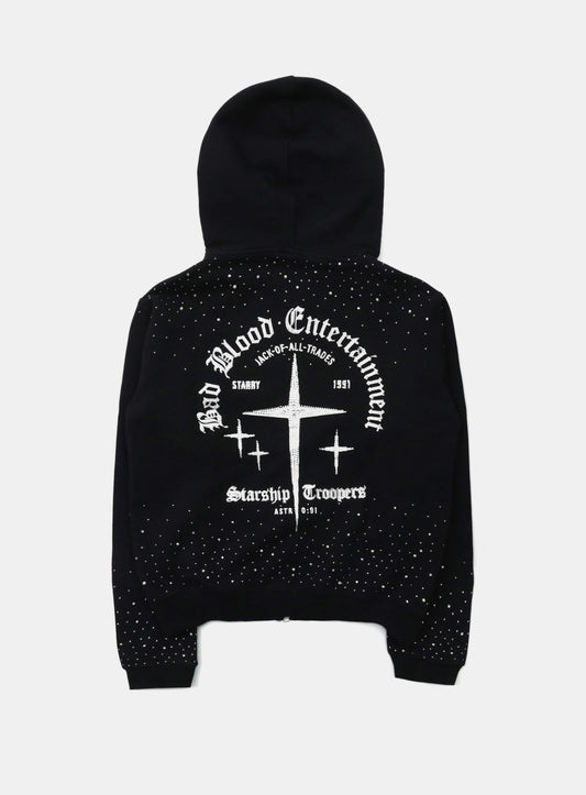 [w-hde25-076] BBNT Rhinestone Hoodie - Black