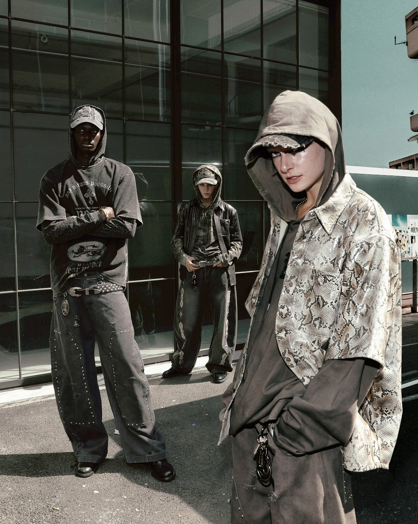 Cosmo Patch Hooded Long Sleeve - Charcoal