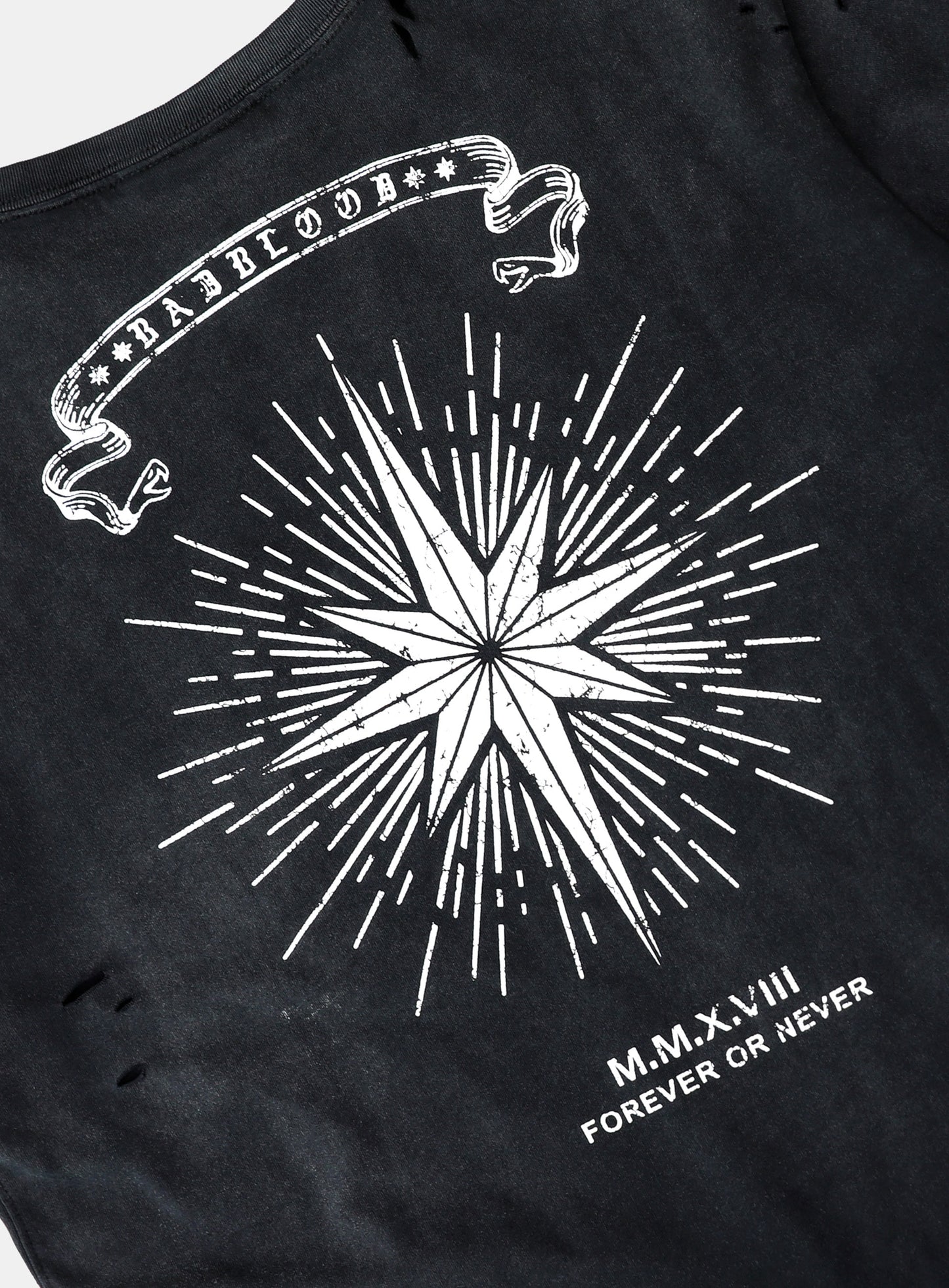 Cosmo Print Distressed Pocket T-Shirt - Black