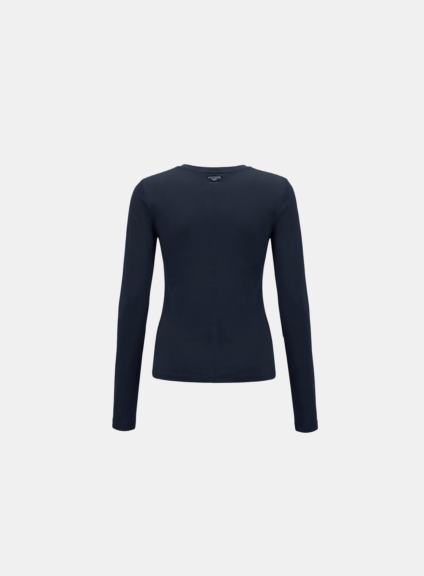 [w-tee26-058] Sleek Cotton Henley Neck Long Sleeve T-Shirt - Navy