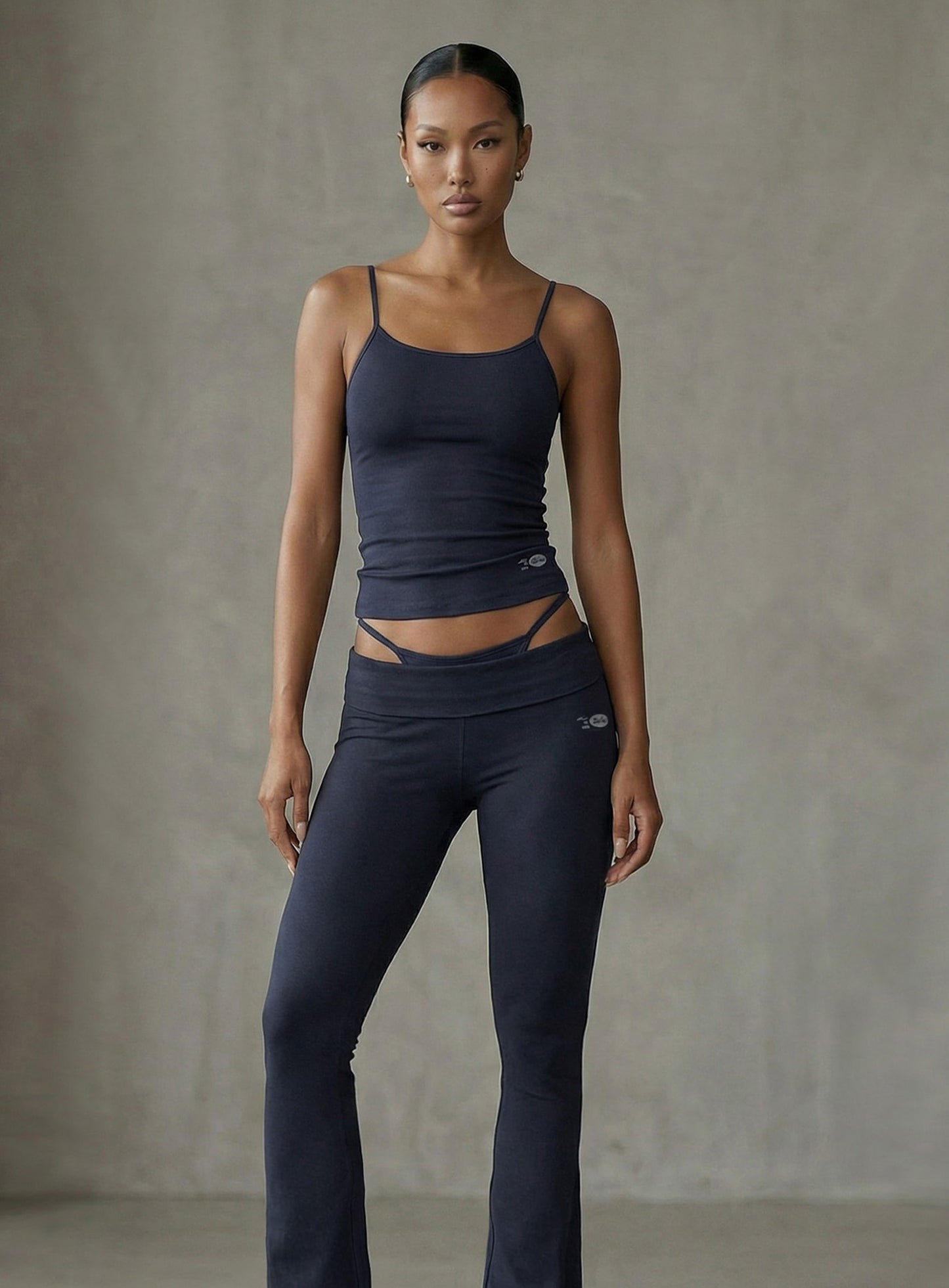 [w-tnk26-008] BS Cotton Jersey String Tank - Navy