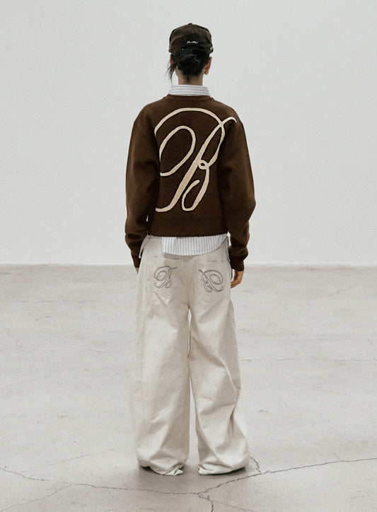 Classic Big Logo Crewneck Sweater - Brown