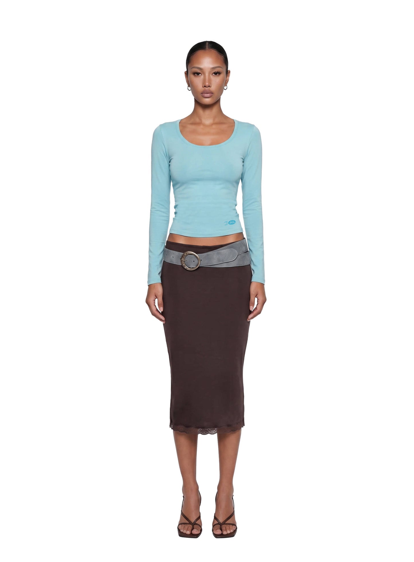 [w-tee26-196] Everyday Scoop Neck Long Sleeve T-Shirt - Mint