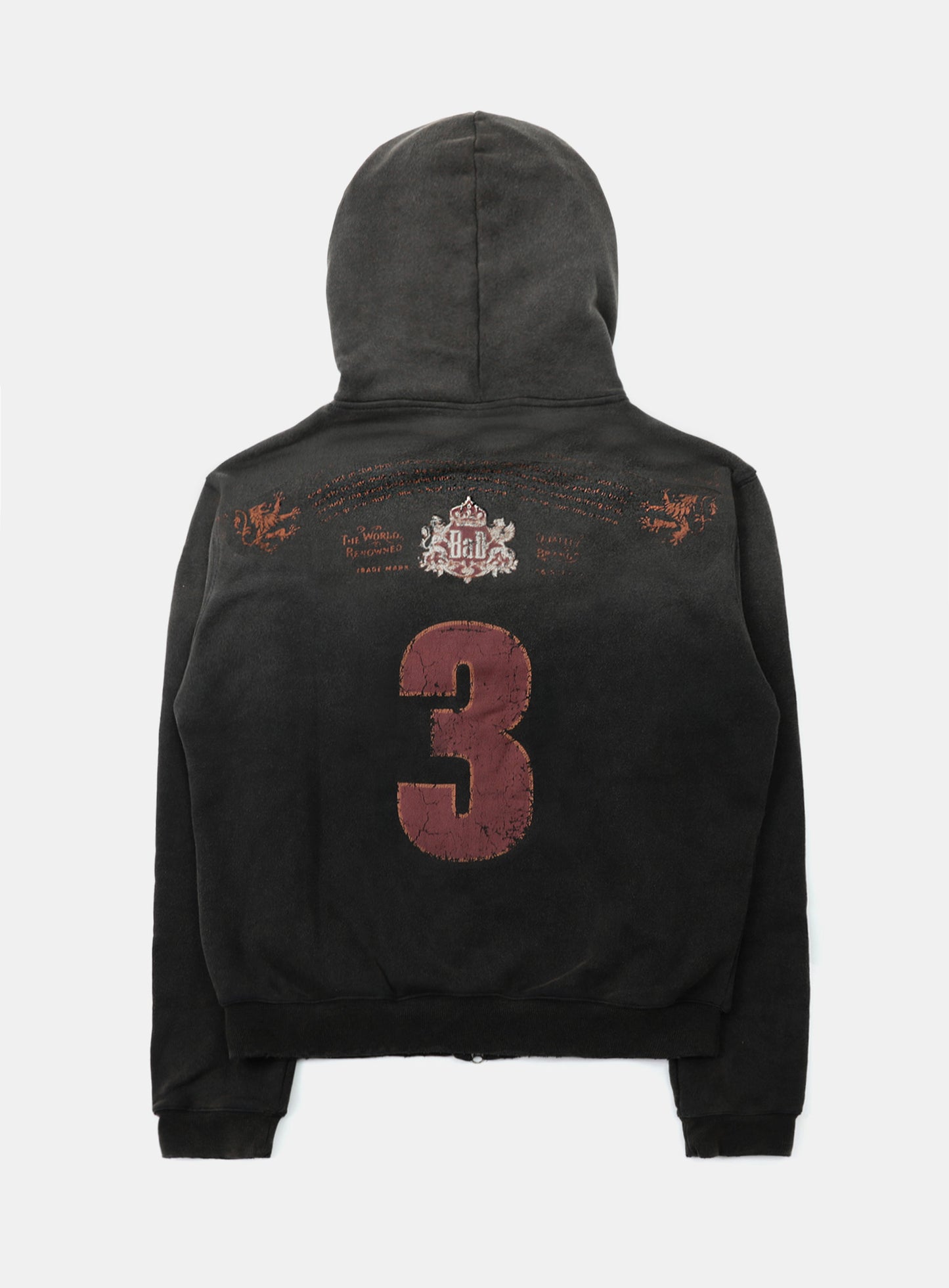 Royal Classic Distressed Hooded Zip-Up - Black