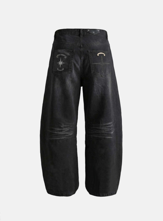 [w-pts26-013] Viper 301 Semi-Curved Pants - Washed Black Denim