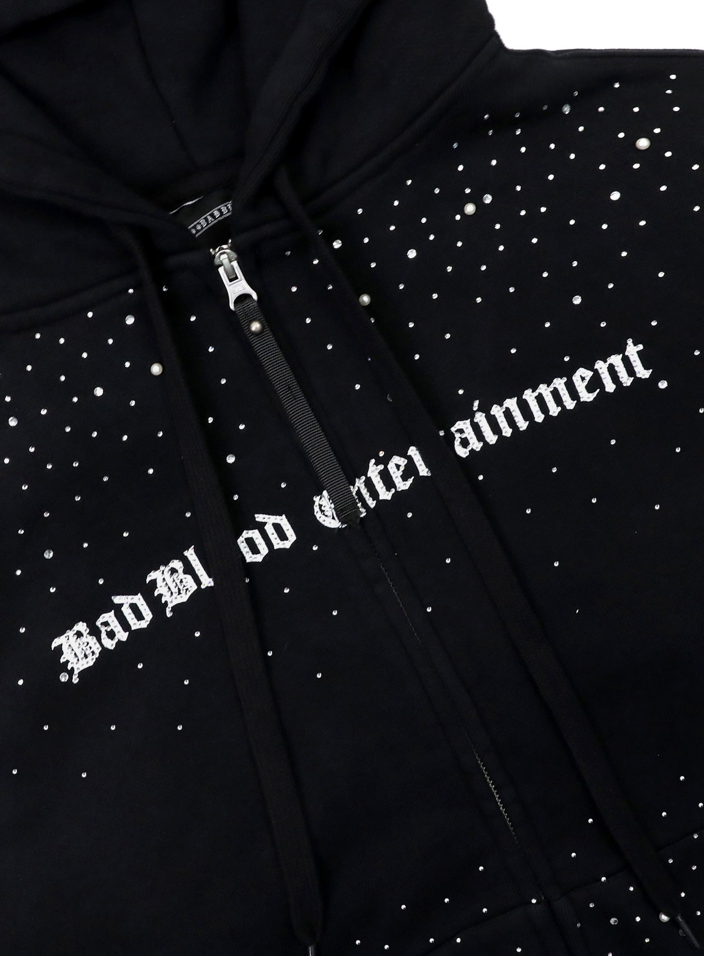 [w-hde25-076] BBNT Rhinestone Hoodie - Black