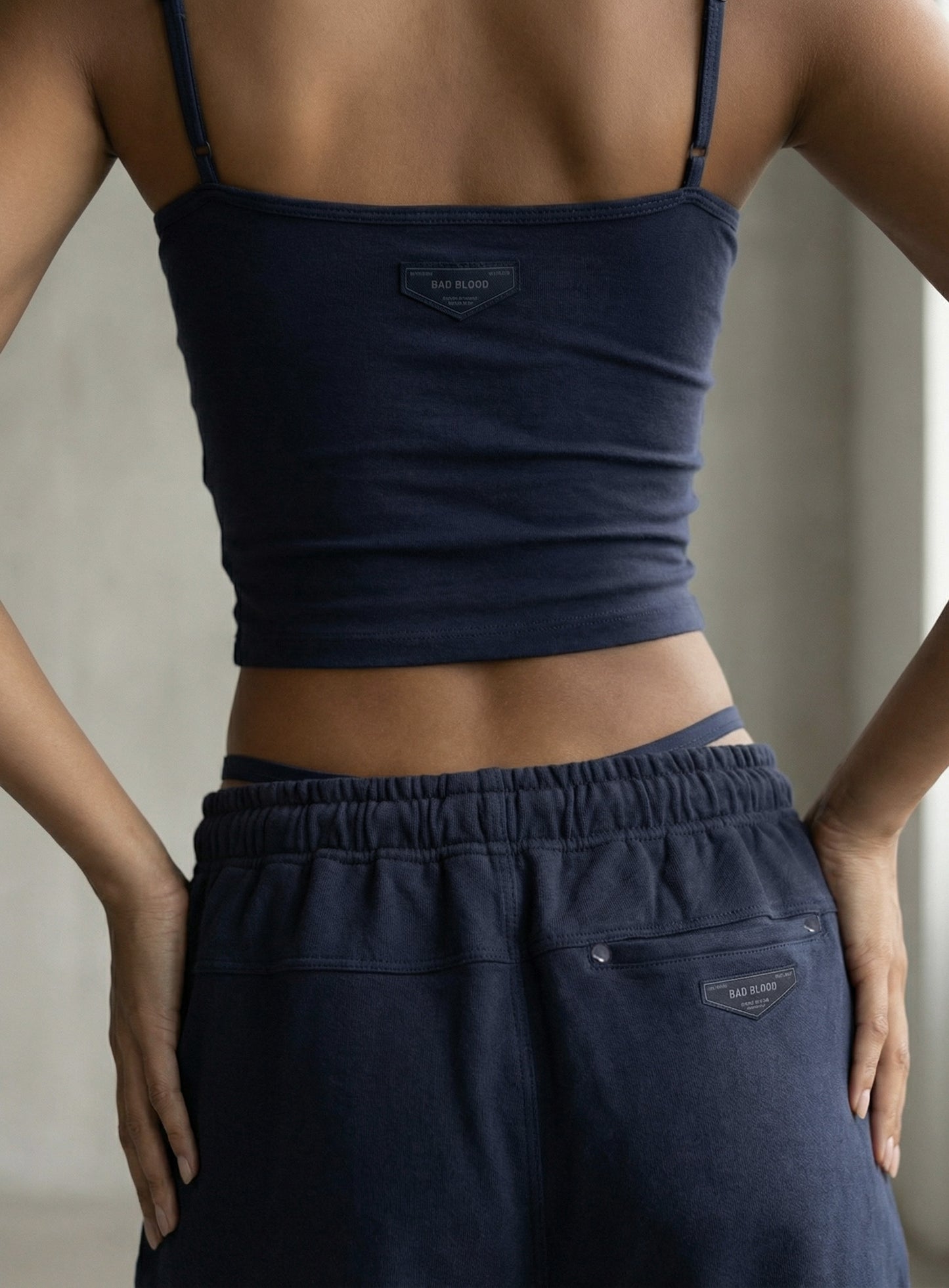 [w-tnk26-008] BS Cotton Jersey String Tank - Navy