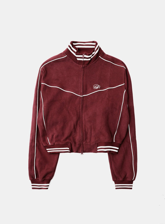 Dark Classic Pinstripe Track Jacket - Wine