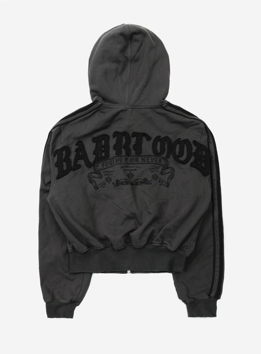 Billy Washed Hooded Zip-Up - Charcoal