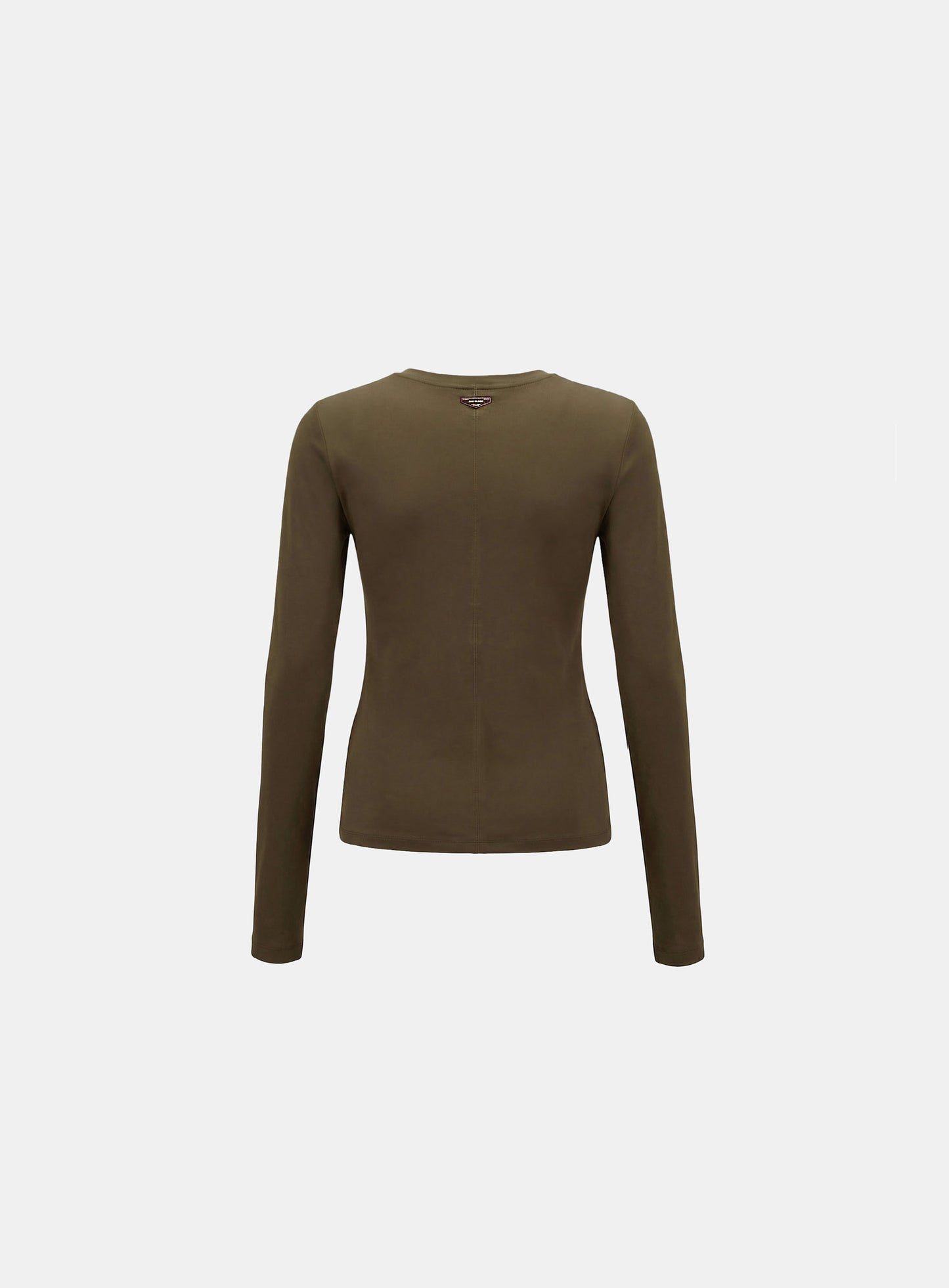 [w-tee26-059] Sleek Cotton Henley Neck Long Sleeve T-Shirt - Khaki Brown