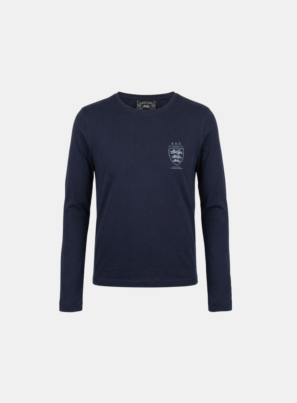 [w-tee26-036] Mystic Shield Print Fitted Long Sleeve T-Shirt - Navy