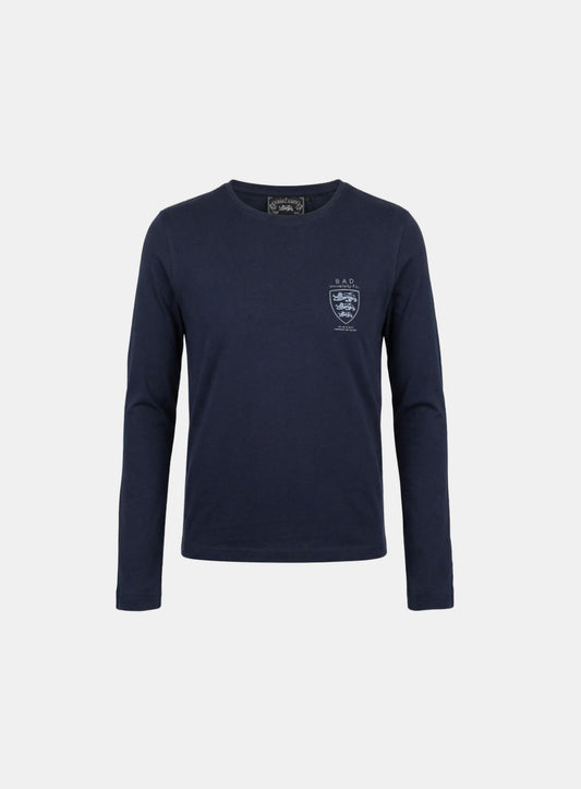 [w-tee26-036] Mystic Shield Print Fitted Long Sleeve T-Shirt - Navy