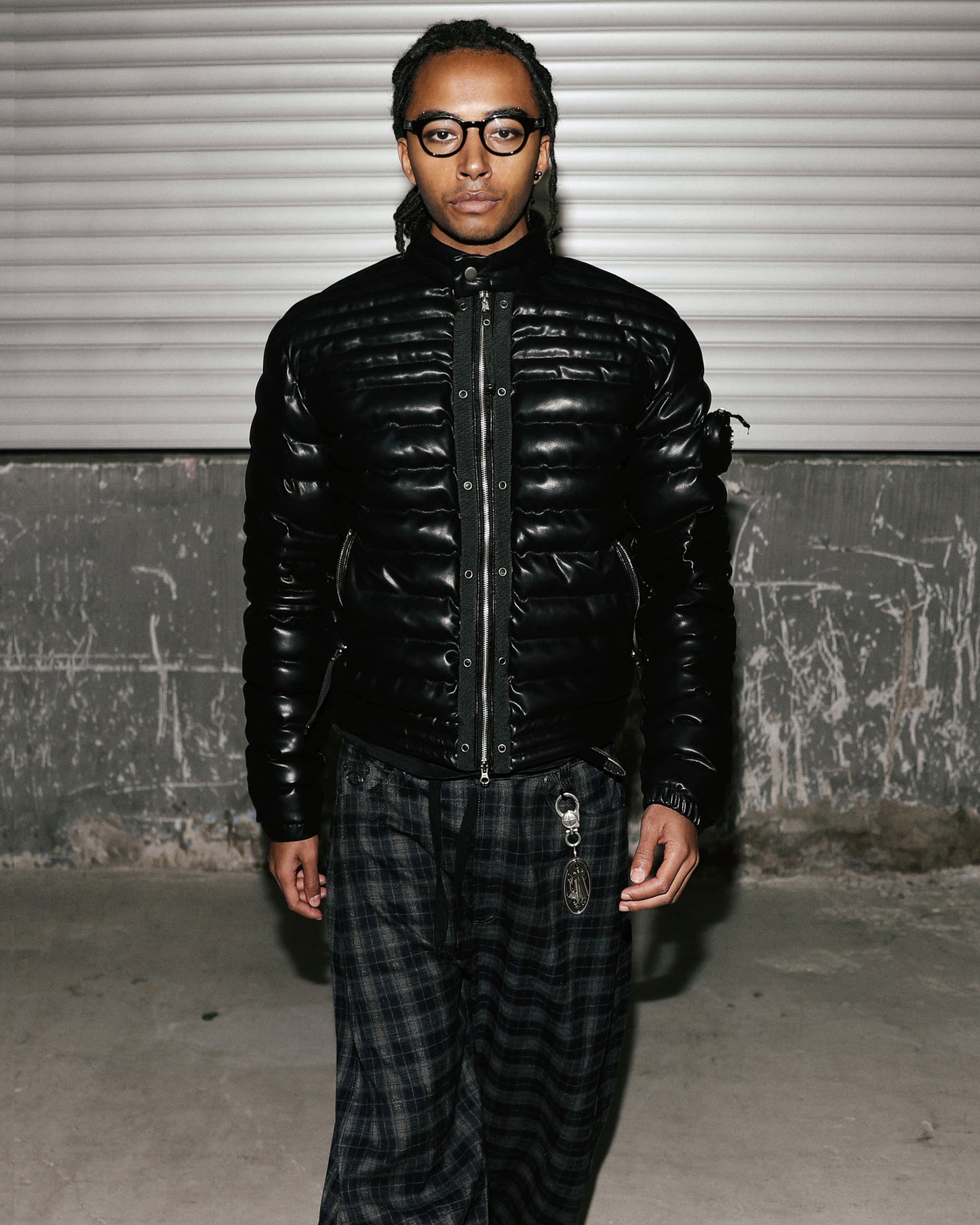 [w-jkt25-044] Viper 31-1 Lightweight High Neck Puffer - Black Leather