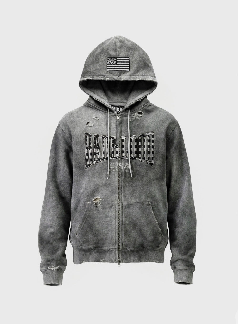[w-hde25-094] Shield Old Glory Hooded Zip-Up - Dusty Gray