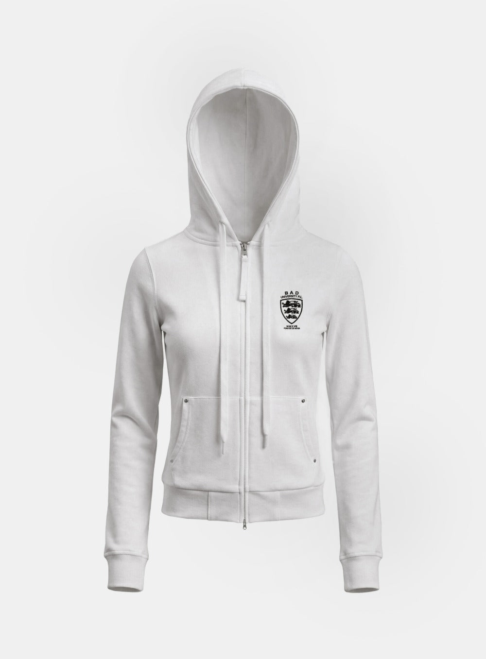 [w-hde26-027] Shield-M Slim Fit Zip-Up Hoodie - White