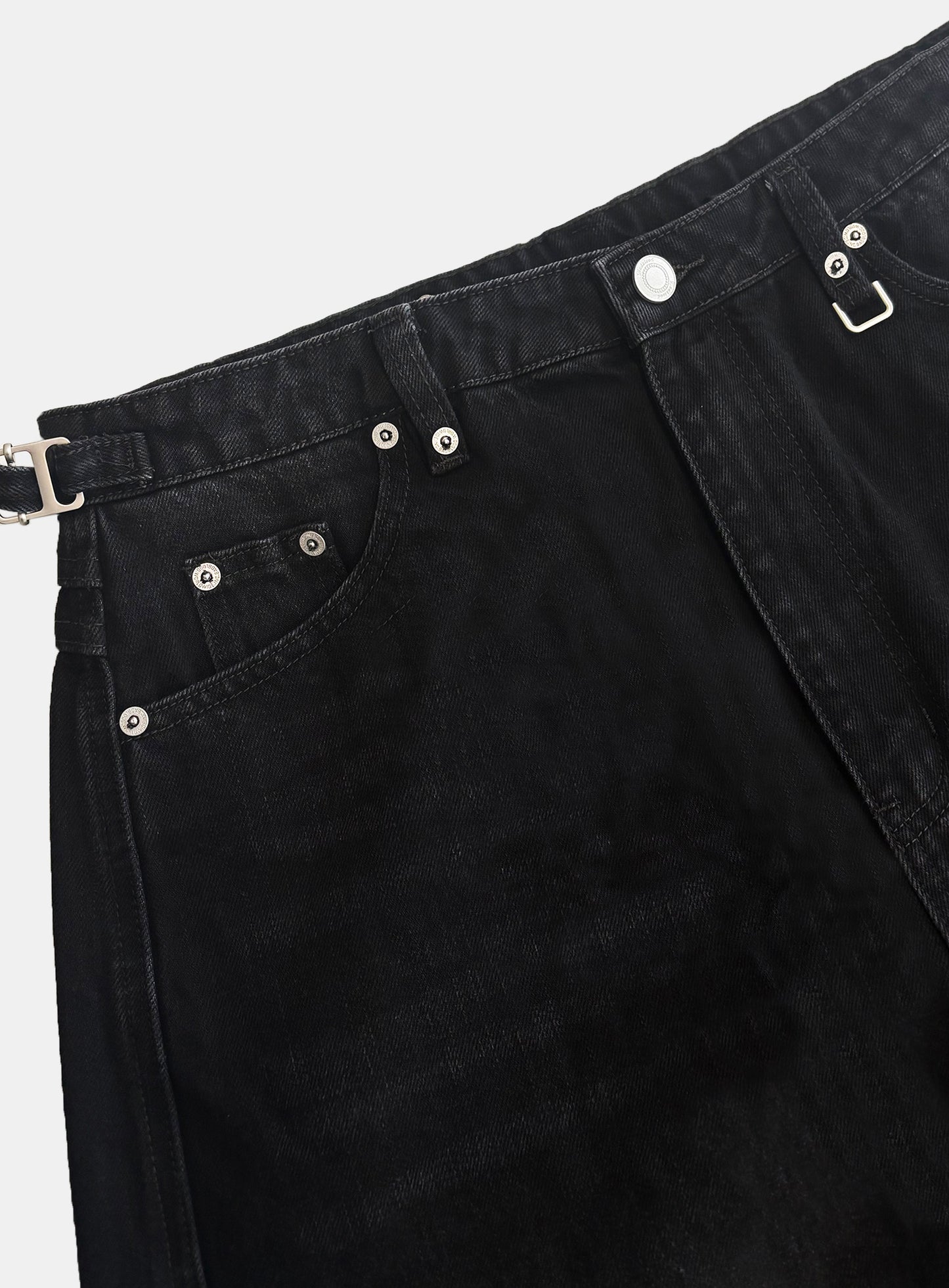 [w-pts26-013] Viper 301 Semi-Curved Pants - Washed Black Denim