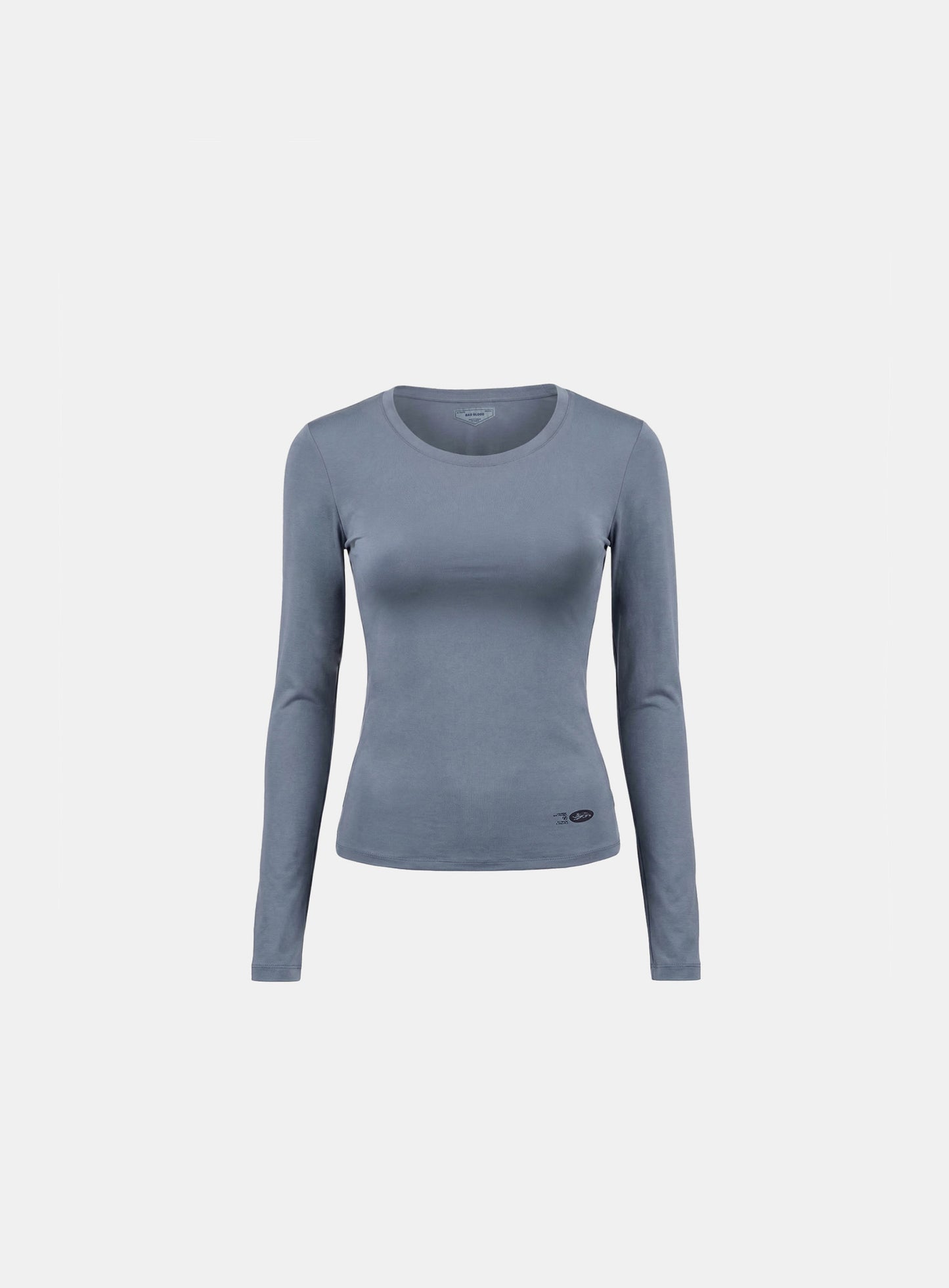 [w-tee26-080] Everyday Scoop Neck Long Sleeve T-Shirt - Blue gray