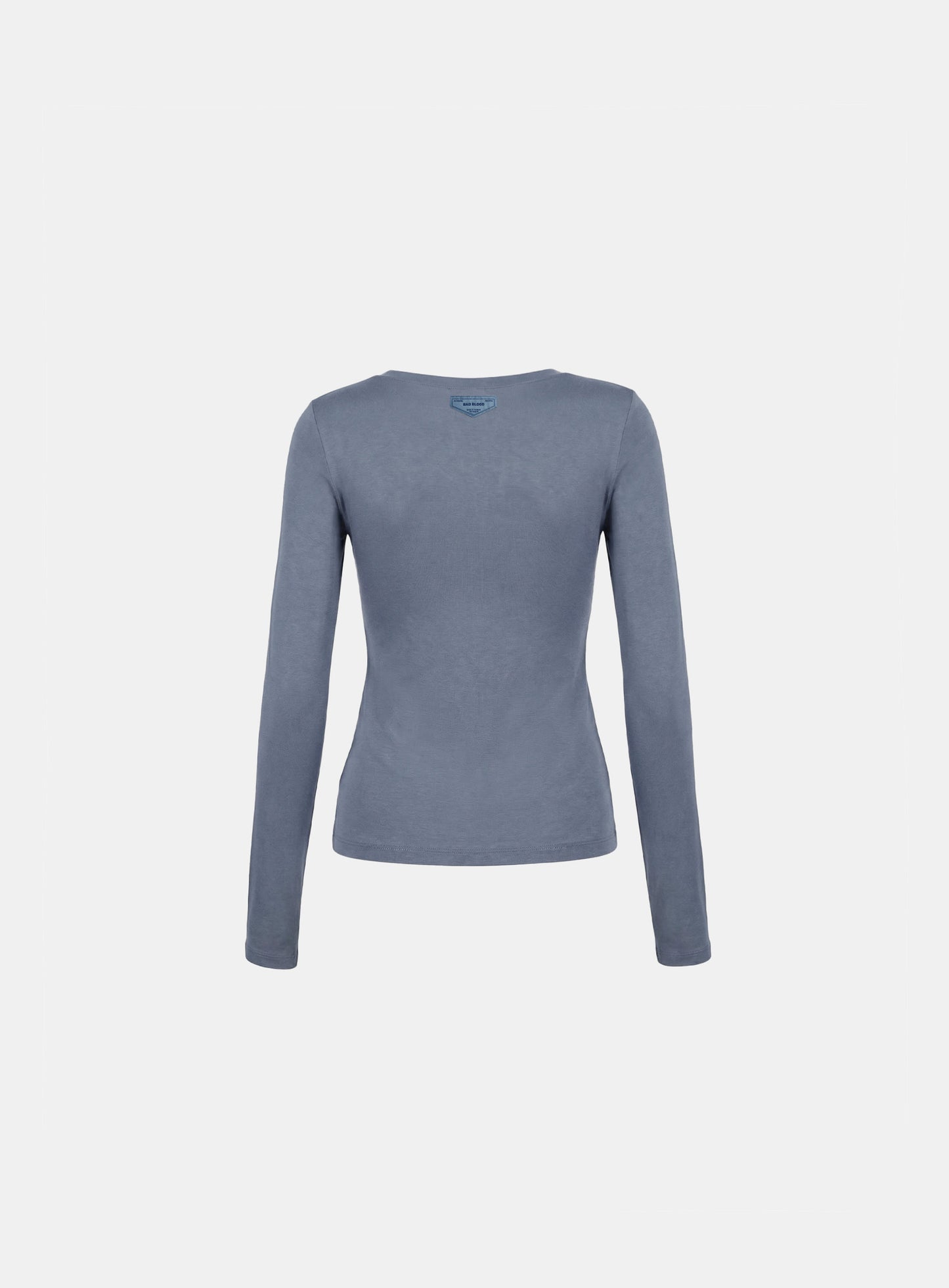 [w-tee26-080] Everyday Scoop Neck Long Sleeve T-Shirt - Blue gray