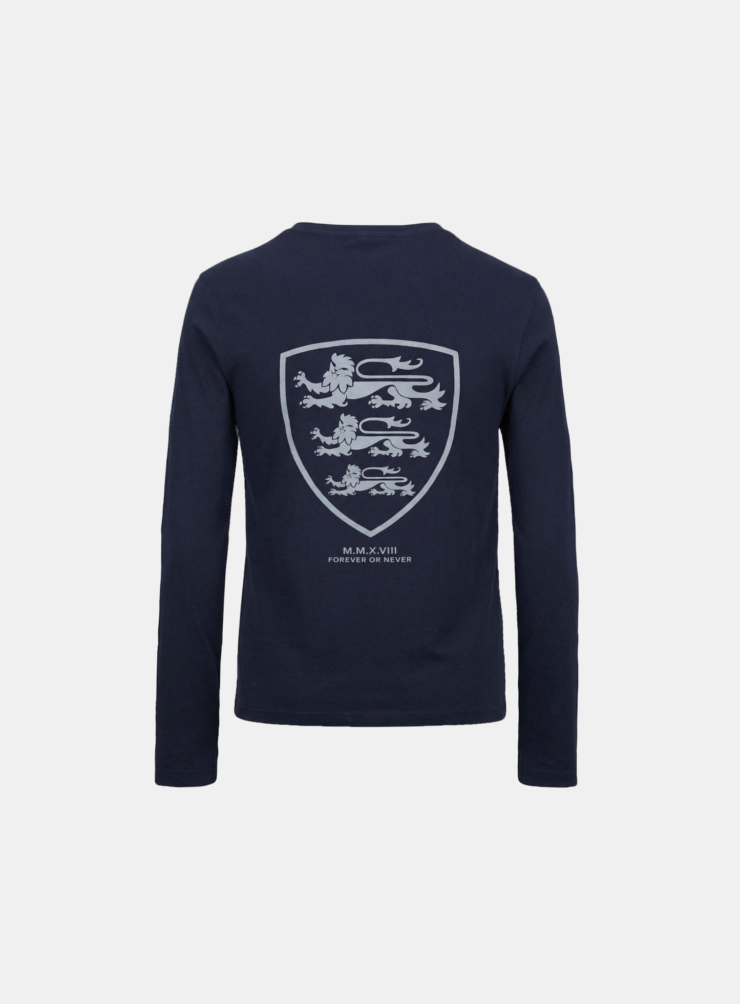 [w-tee26-036] Mystic Shield Print Fitted Long Sleeve T-Shirt - Navy