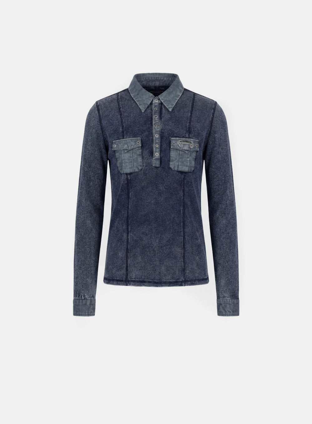 [w-tee26-005] Viper Cotton Rib Polo Shirt - Blue