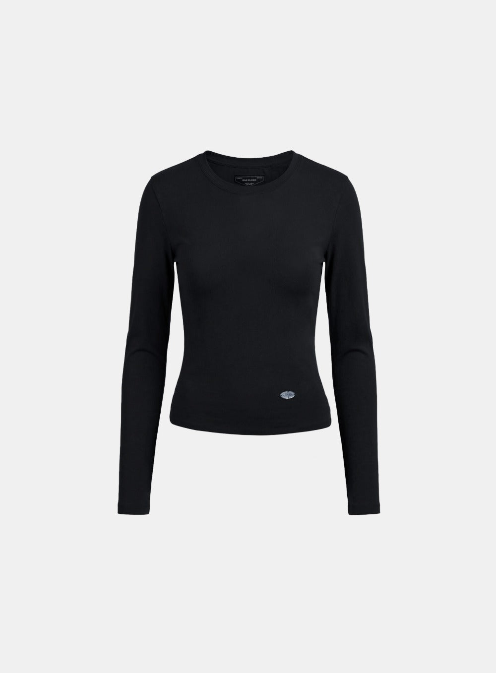 [w-tee26-035] Sleek Cotton Long Sleeve T-Shirt - Black
