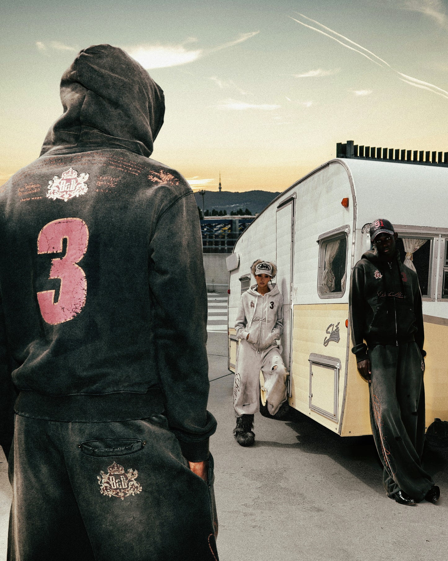 Royal Classic Distressed Hooded Zip-Up - Black