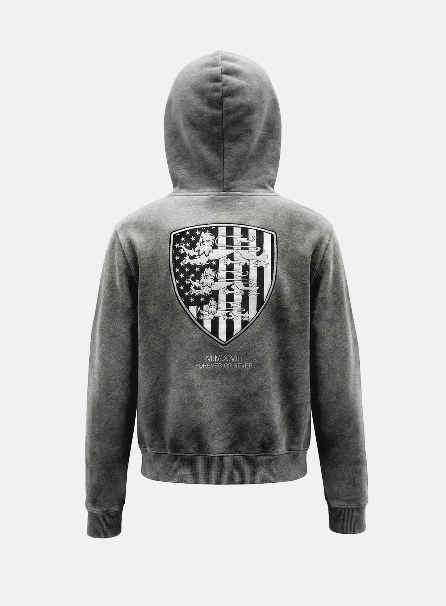 [w-hde25-094] Shield Old Glory Hooded Zip-Up - Dusty Gray