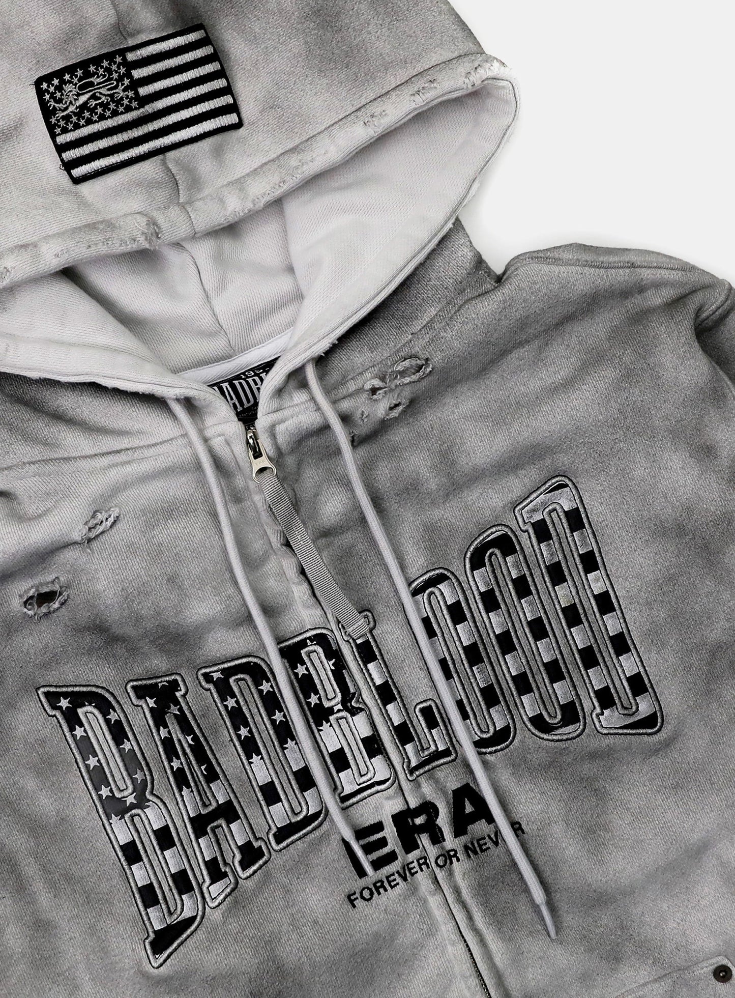 [w-hde25-094] Shield Old Glory Hooded Zip-Up - Dusty Gray