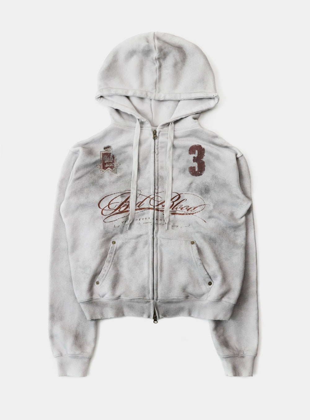 Royal Classic Distressed Hooded Zip-Up - White