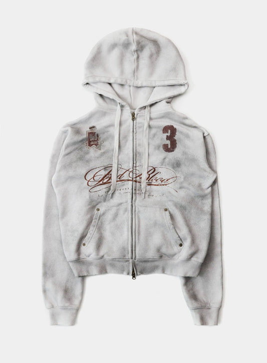 Royal Classic Distressed Hooded Zip-Up - White