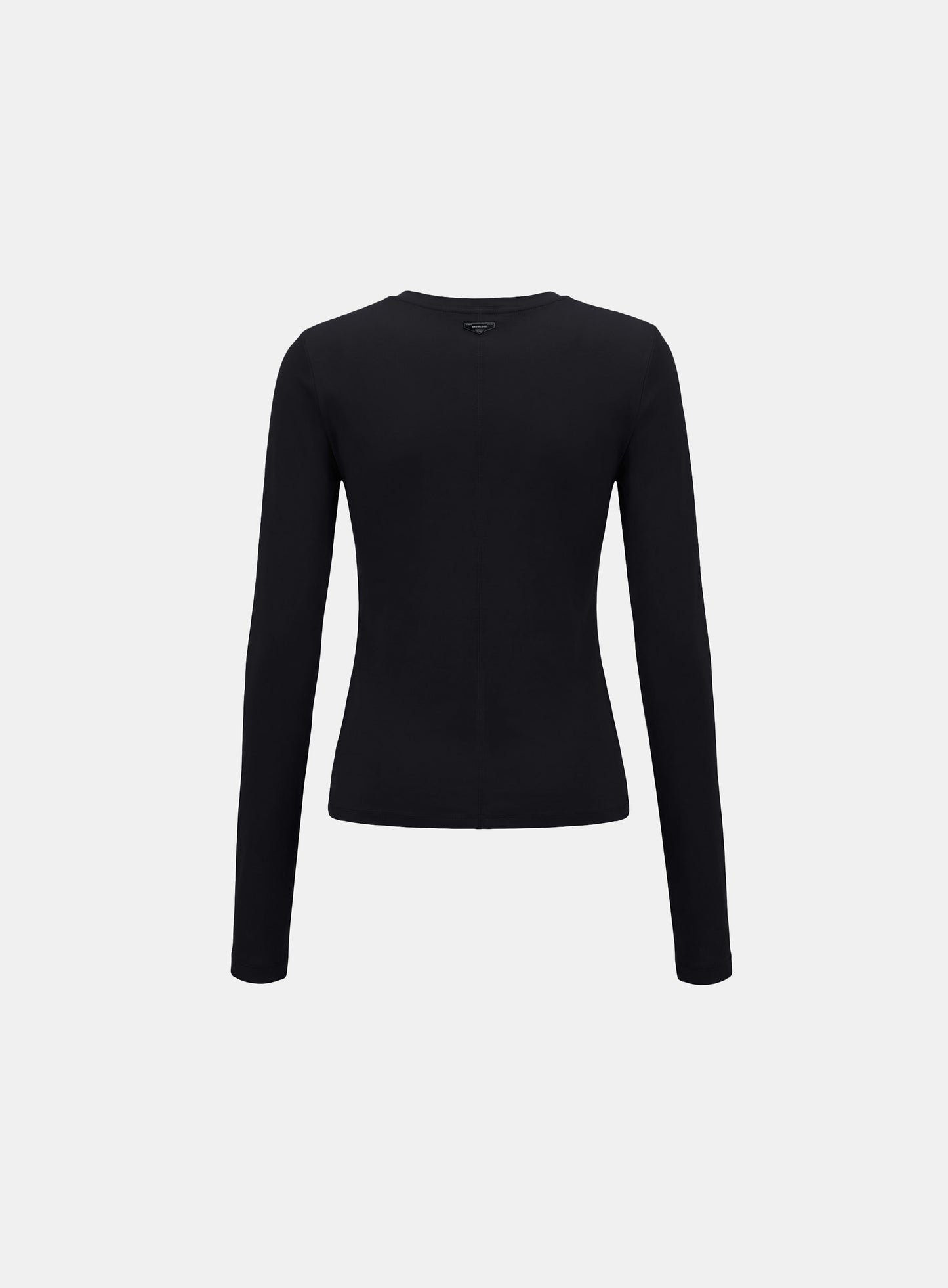 [w-tee26-035] Sleek Cotton Long Sleeve T-Shirt - Black