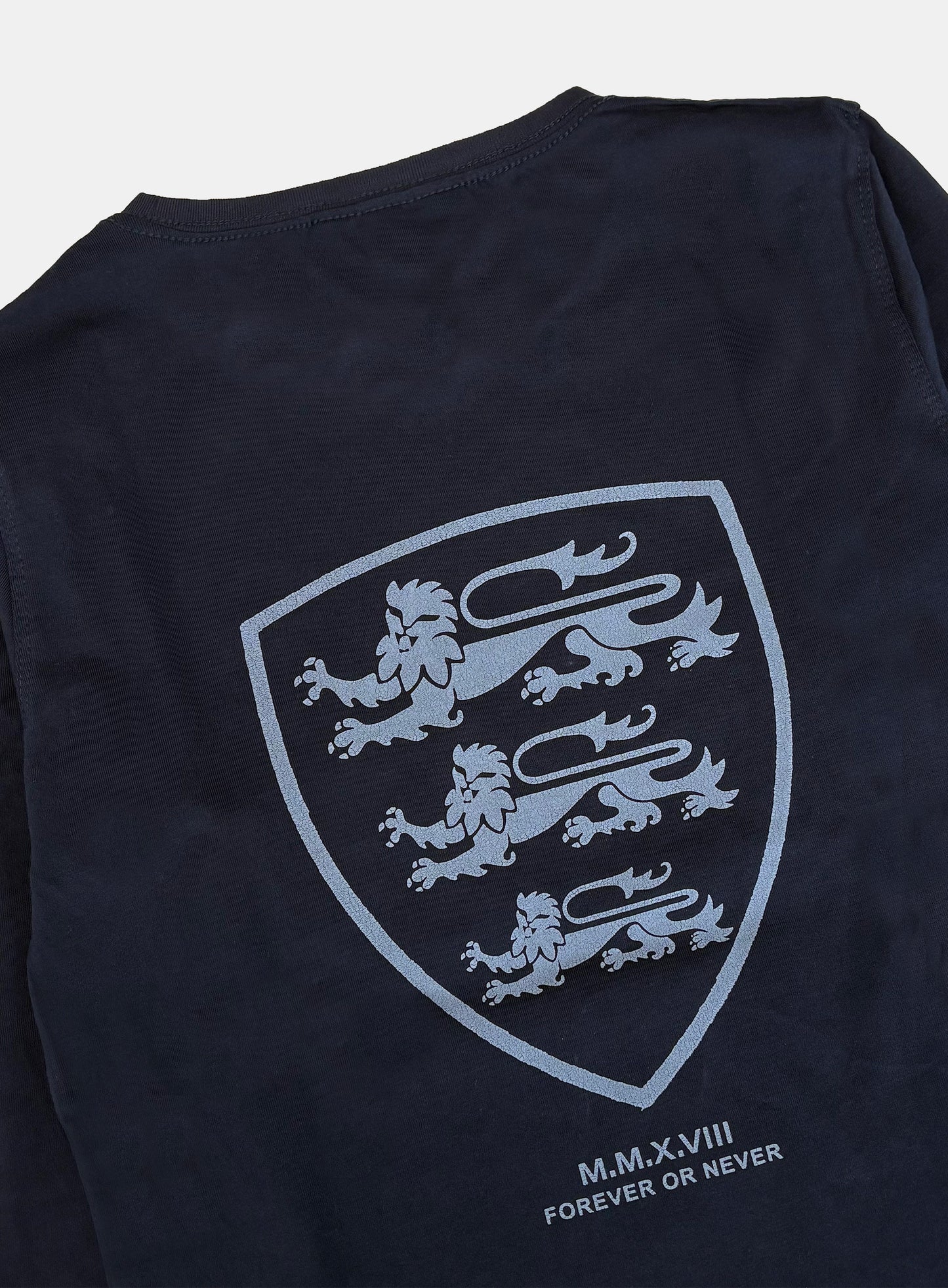 [w-tee26-036] Mystic Shield Print Fitted Long Sleeve T-Shirt - Navy