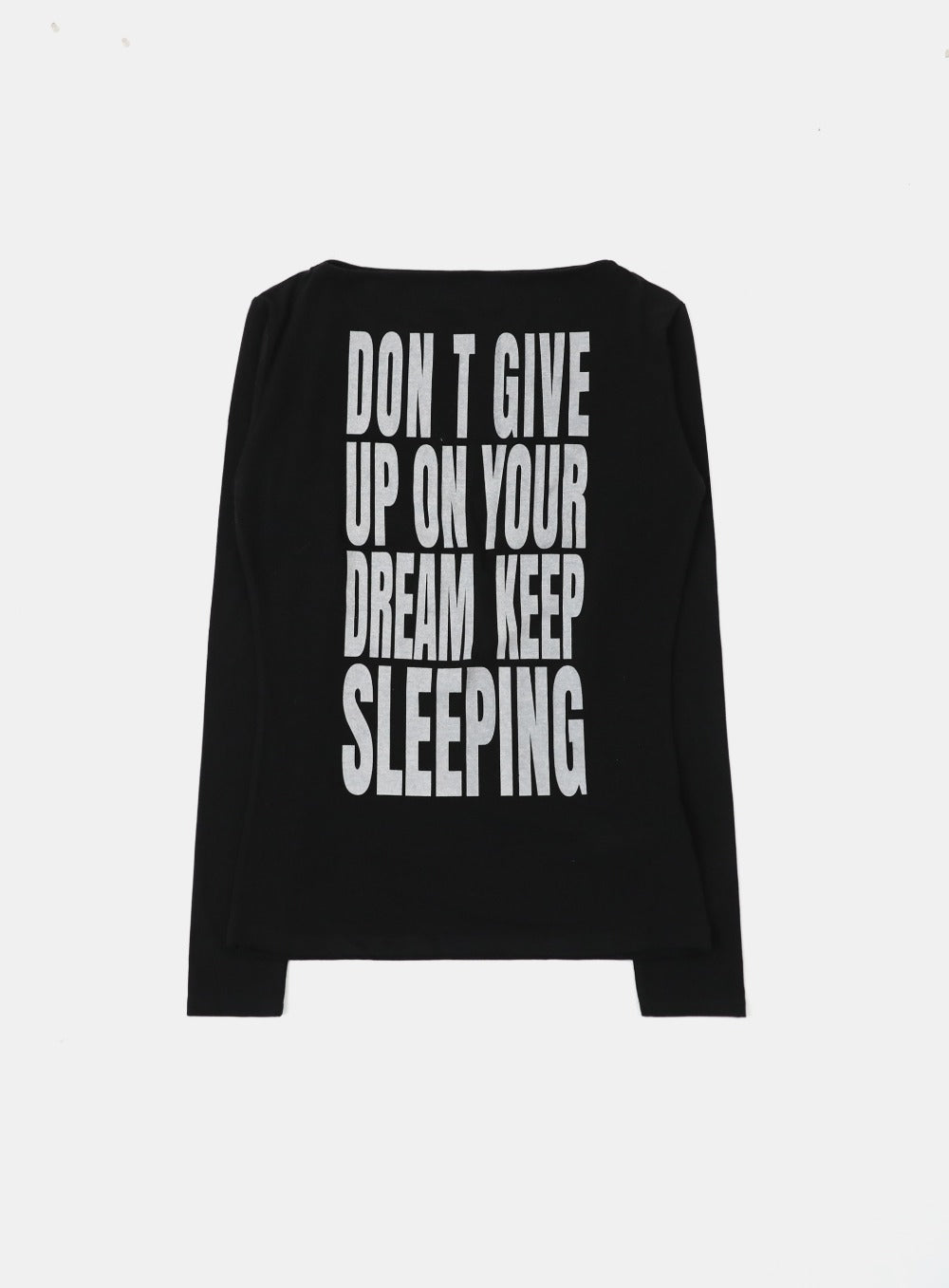 KEEP SLEEPING Boat Neck Loose Fit Tee - Black