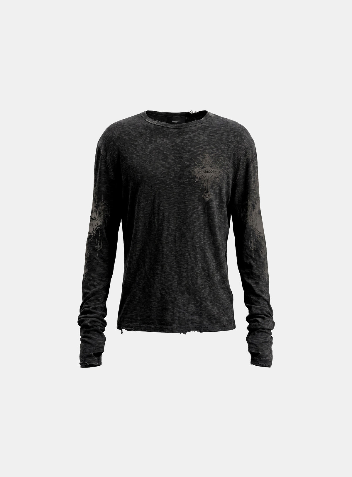 [w-tee26-277] T.M.V. SAINT DOMINIC Loose Neck Long Sleeve - Black