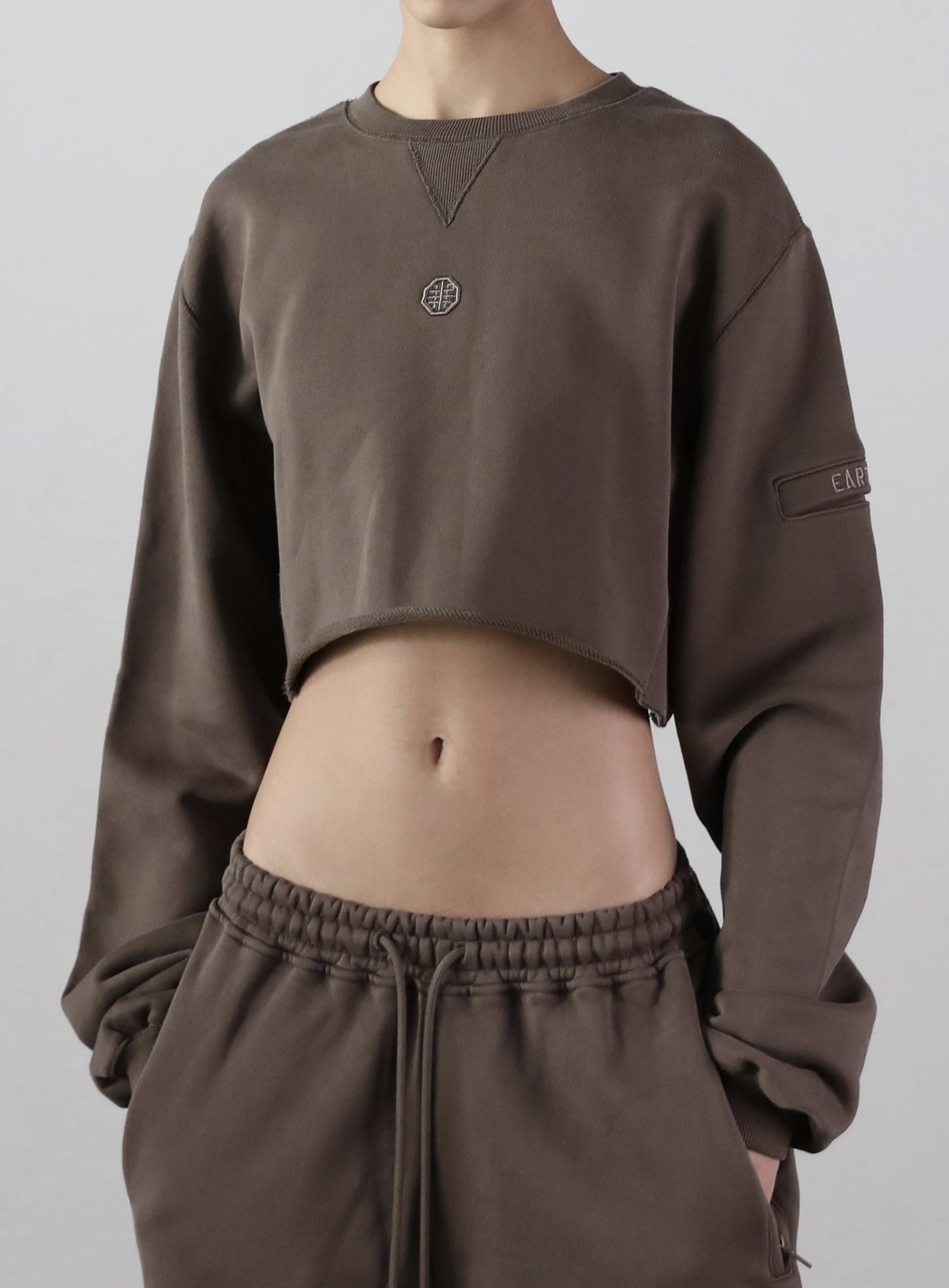 Old Effect Crop Sweatshirt - Orc