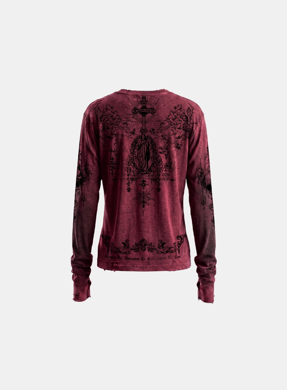 [w-tee26-276] T.M.V. SAINT DOMINIC Loose Neck Long Sleeve - Wine
