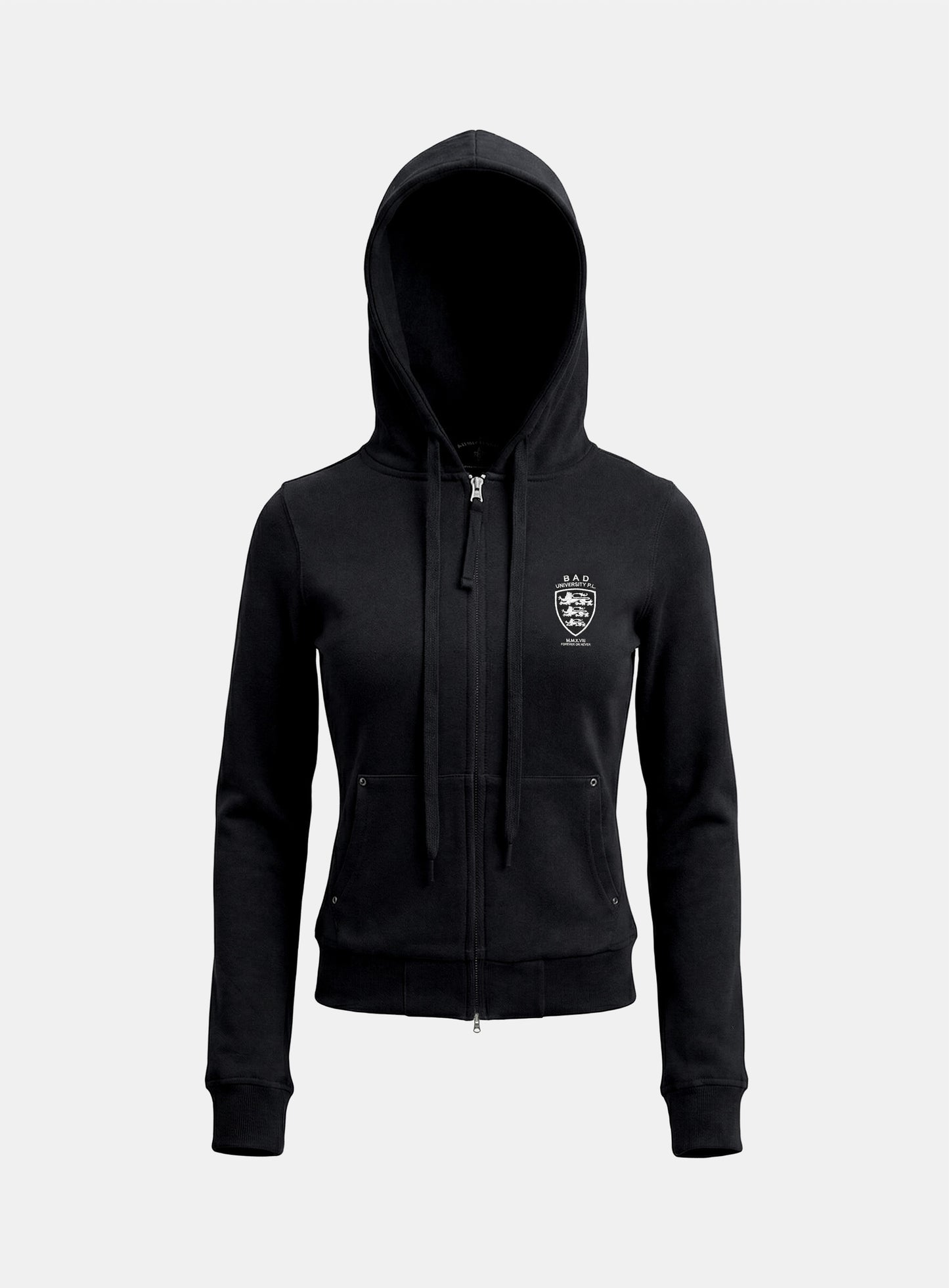 [w-hde26-028] Shield-M Slim Fit Zip-Up Hoodie - Black